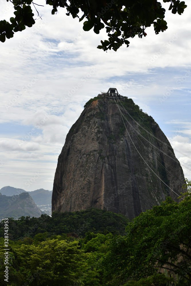 mountain with cable car and observation deck for the whole of Rio de Janeiro