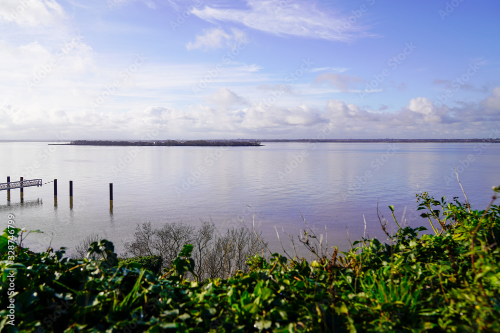 Fototapeta premium Blaye garonne and dordogne rivieres come together in gironde fleuve France