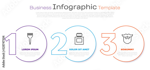 Set line Hairbrush, Aftershave and Mustache and beard. Business infographic template. Vector