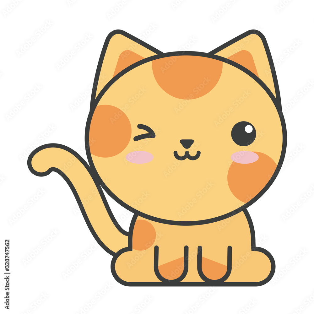 Obraz premium cute cat on white background, feline domestic