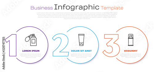 Set line Aftershave bottle with atomizer, Cream or lotion cosmetic tube and Shaving gel foam. Business infographic template. Vector