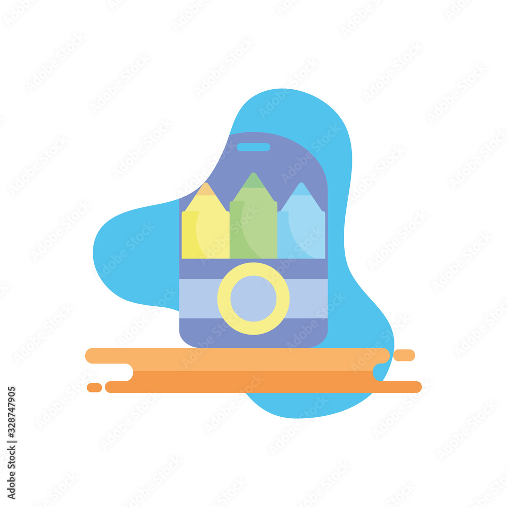 school crayons inside box flat block style icon vector design school crayons inside box flat block style icon vector design