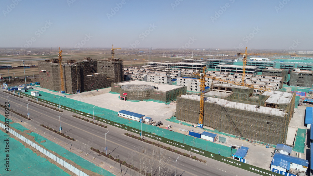 Unfinished construction site, aerial photography