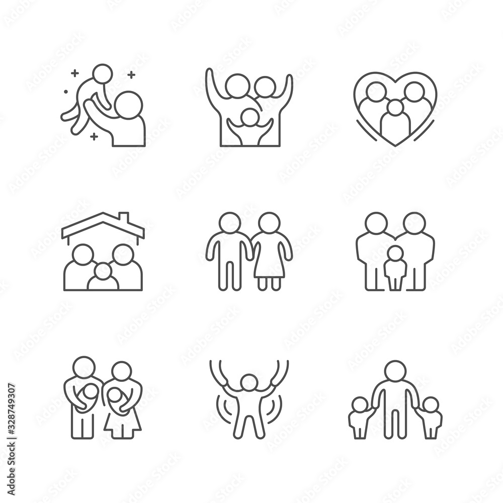 Set line icons of family Set line icons of family