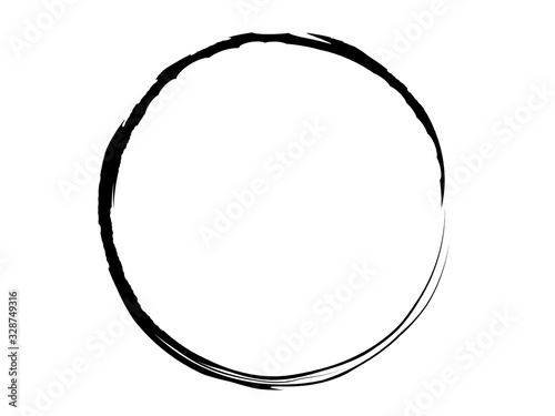 Grunge circle on a white background.Grunge black oval frame made of black ink.