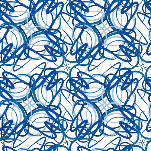 Blue abstract design - waves. Seamless texture, vector pattern.