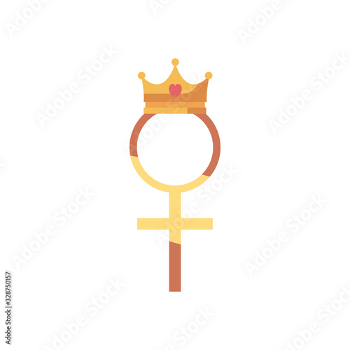 Isolated female gender with crown fill style icon vector design