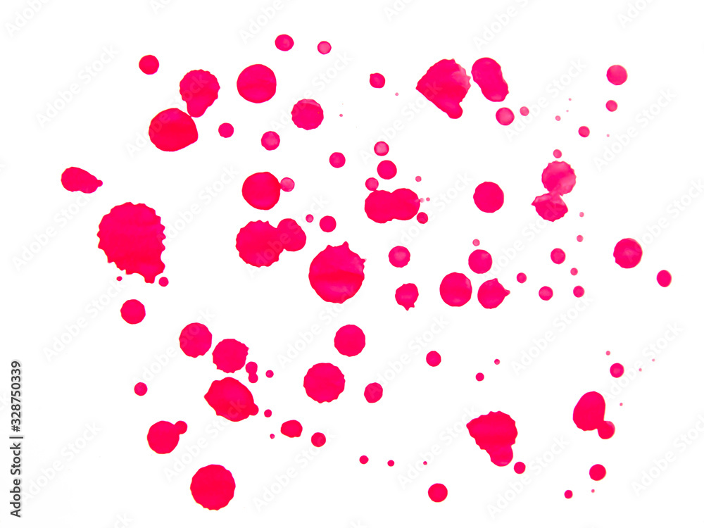 red watercolor dots on the background.