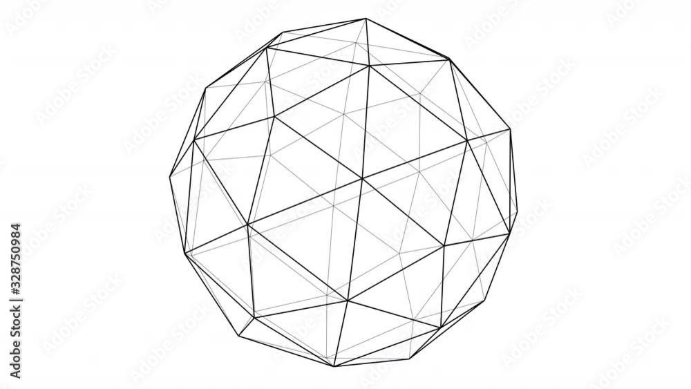 Abstract geometric design, rotating polygonal sphere, seamless looped 4k animation