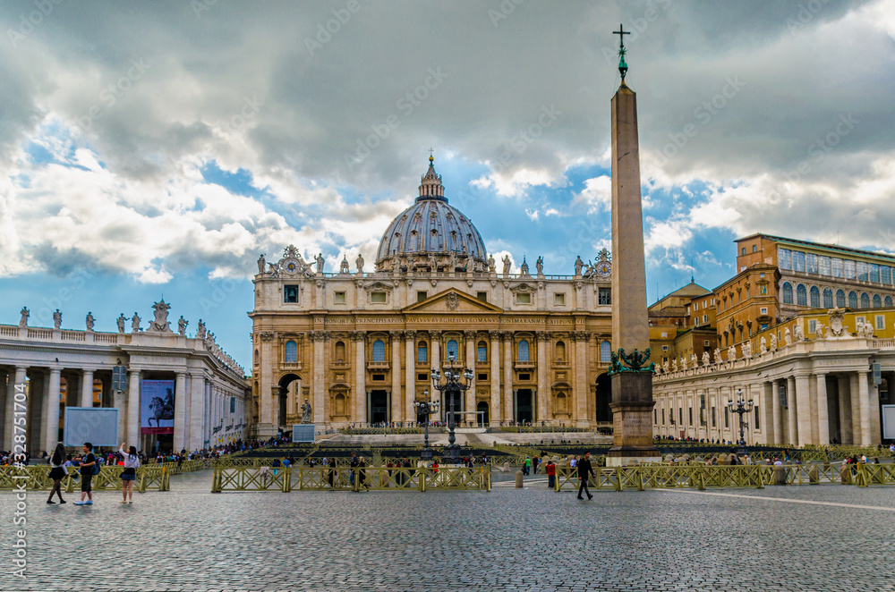 May 23, 2015 Rome, Italy: Amazing exterior view of Saint Peter's Basilica in Vatican City Italy
