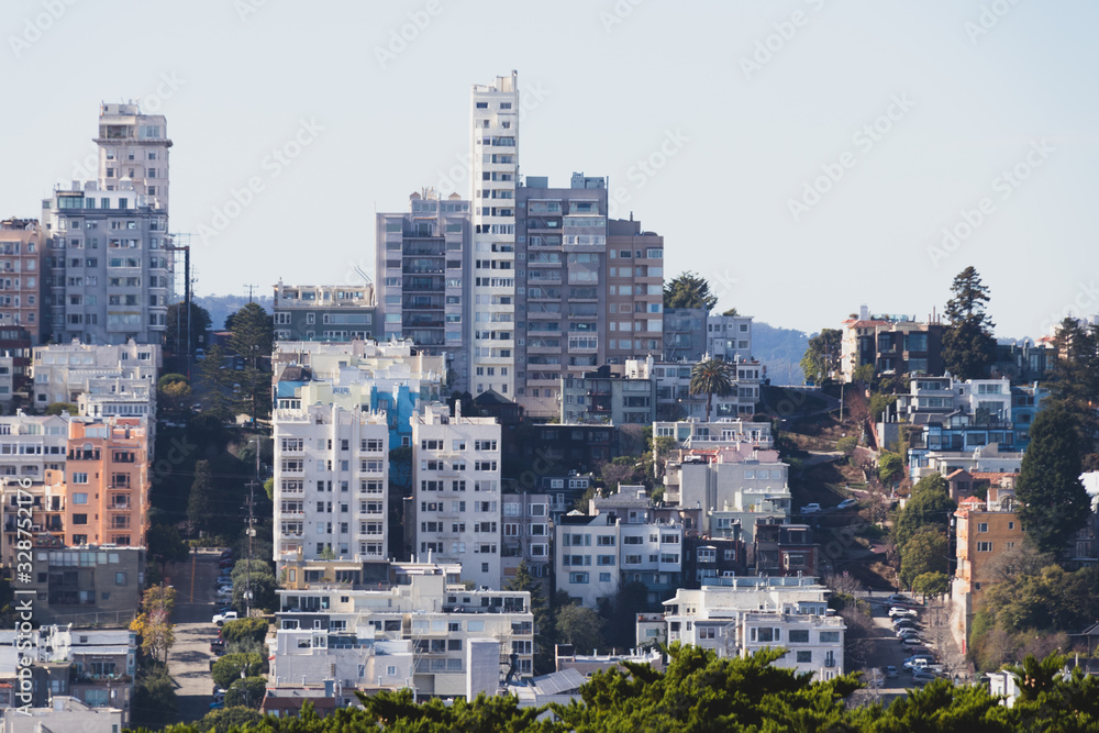 San Francisco Aerial View of Lombard Street and the West Side of the City