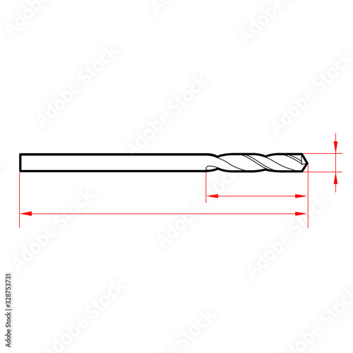 Carbide milling cutter, reamer, tapping and drill bit drawing on a white background