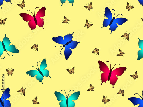 butterflies in a repeating pattern on a beige background