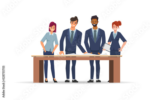 Teamwork of business people in office character. Discussing business people.