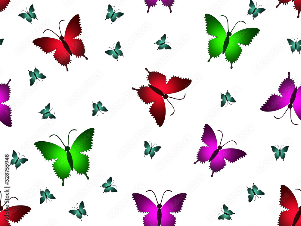 butterflies in a repeating pattern on a white background butterflies in a repeating pattern on a white background
