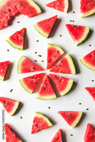 sliced watermelon on white background