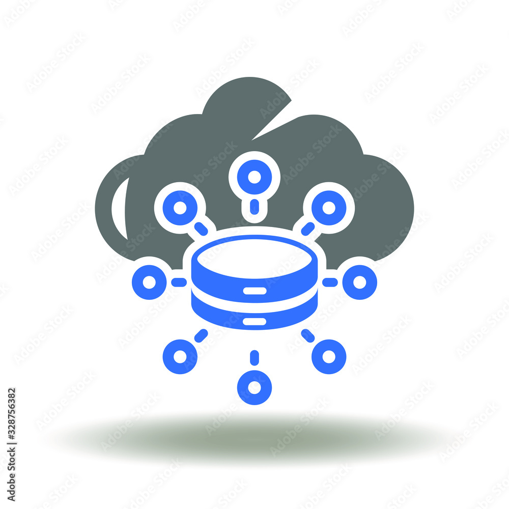 Cloud server network icon vector. Cloud computing networking internet database logo.