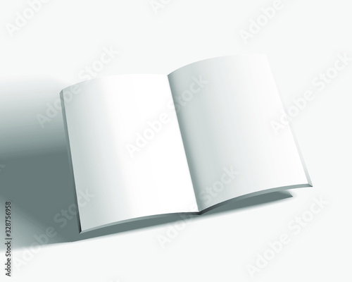 A4 magazine mock up with soft cover. Blank journal template design. Textbook with copy space. 3d realistic book vector illustration.