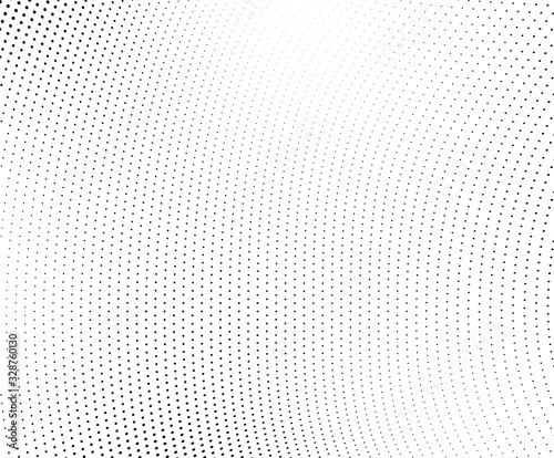 Abstract wave halftone texture. Black dots on a white background. Template for printing on fabric  wrapping paper