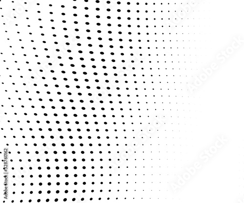 Abstract wave halftone texture. Black dots on a white background. Template for printing on fabric, wrapping paper
