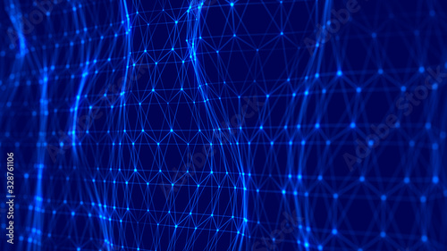 Network connection dots and lines. Technology background. Big data background. 3d rendering.