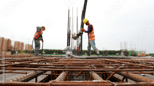 Construction site concrete pouring site, Luannan County, Hebei Province, China