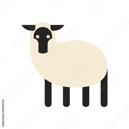 Cute sheep cartoon fill style icon vector design