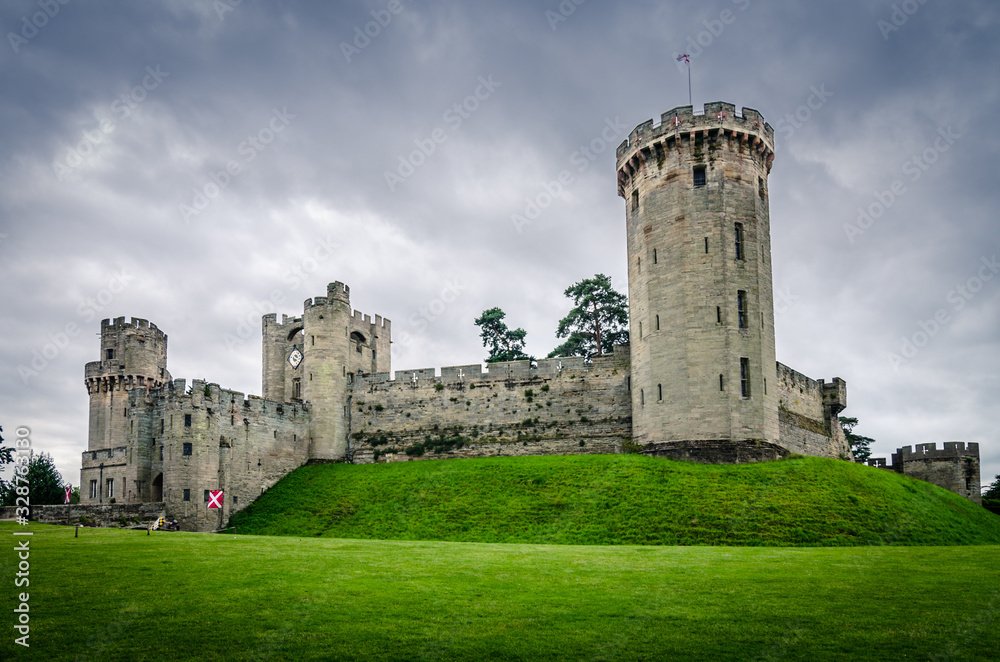 Dramatic view on the Warwick Castle, England