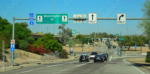 USA, PHENIX, ARIZONA- NOVEMBER 17, 2019:  Traffic Signs and Road Signs in Arizona, USA