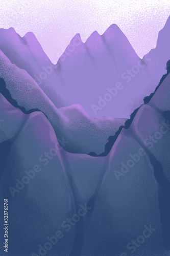 illustration of a cool and soothing purple landscape. for postcards, banners and greeting cards