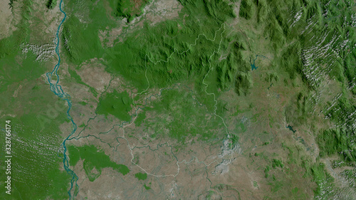 Rôtânôkiri, Cambodia - outlined. Satellite