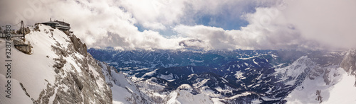The snowy winter panorama of Dachstein Alps  Austria