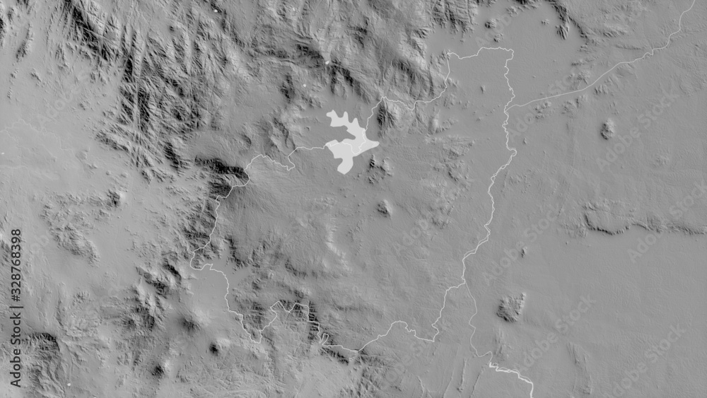 Fototapeta premium Ouest, Cameroon - outlined. Grayscale