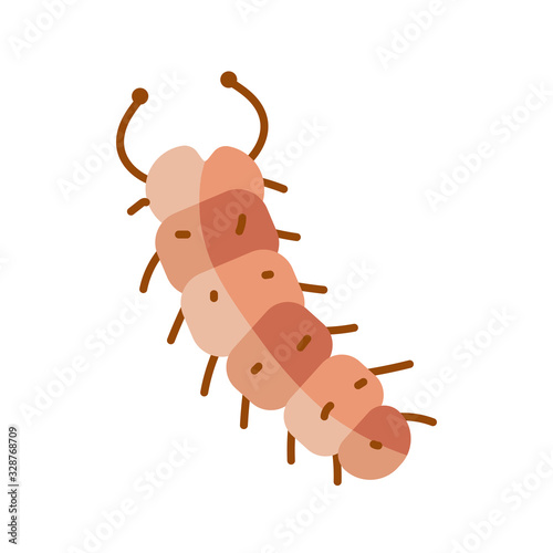 grub insect icon, flat style