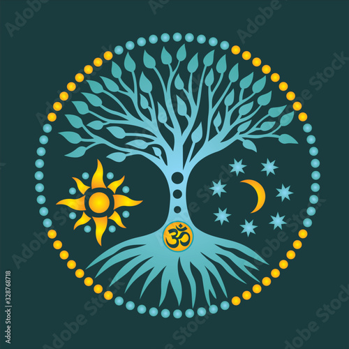 Canvas Print The tree of life in the center of the mandala