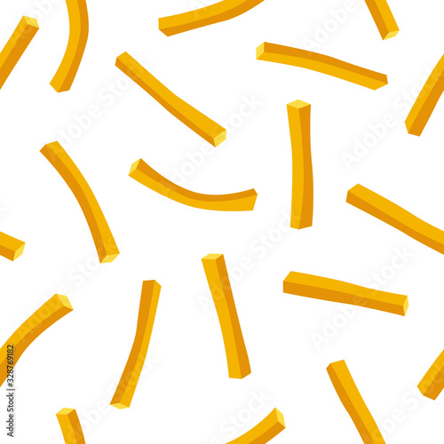 French fries fast food seamless pattern on white background. Vector illustration