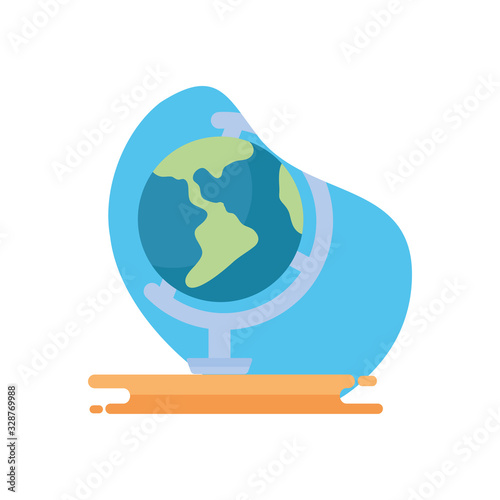 school world sphere flat block style icon vector design