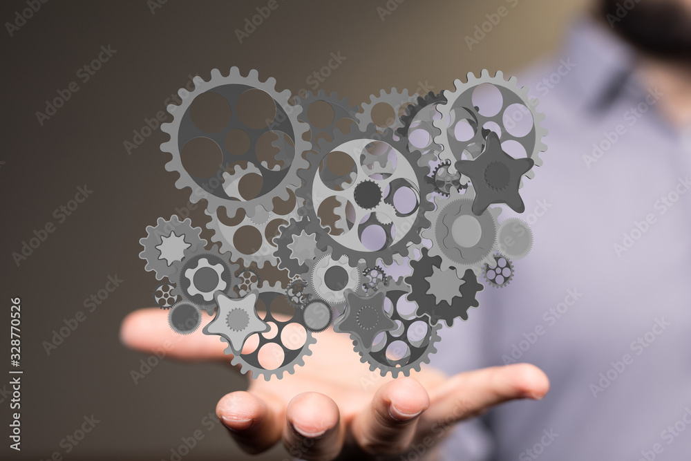 Business, Internet and technology concept. Business select gear icon on virtual screen. Business, Internet and technology concept. Business select gear icon on virtual screen.