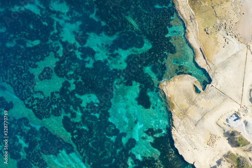 Aerial view of Salt pans in the Island of Malta