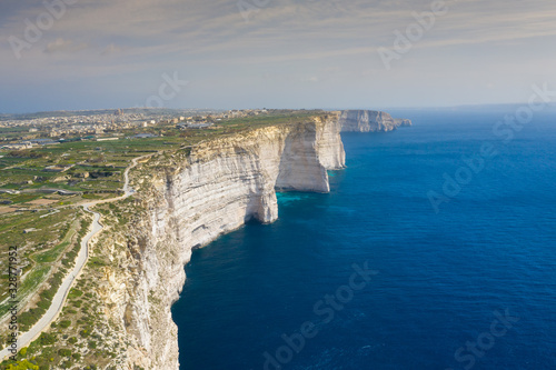Aerial view of Sanap cliffs. Gozo island, Malta
