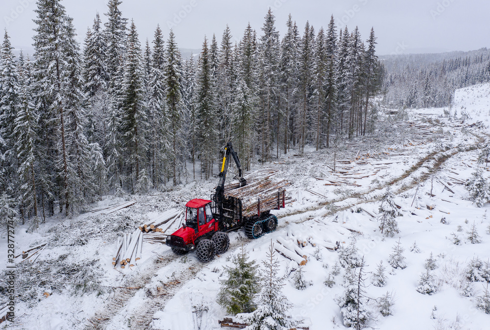 Sustaineable timber harvesting in Norway during wintertime