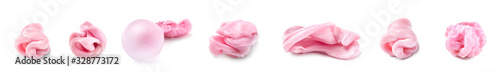 Set of chewing gum on white background photo