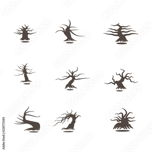 Abstract trees without leaves set for helloween or logo