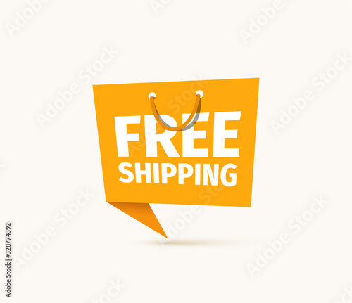 Free shipping of food or goods isolated vector icon. Delivery service pointer. Sticker of catering