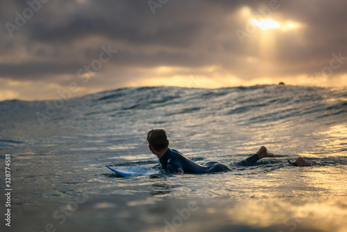 Surfer at sunset, Bronte Beach Australia © Gary