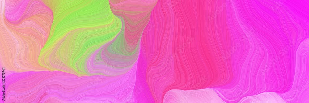 vibrant colored background banner with neon fuchsia, dark khaki and pastel magenta color. abstract waves illustration