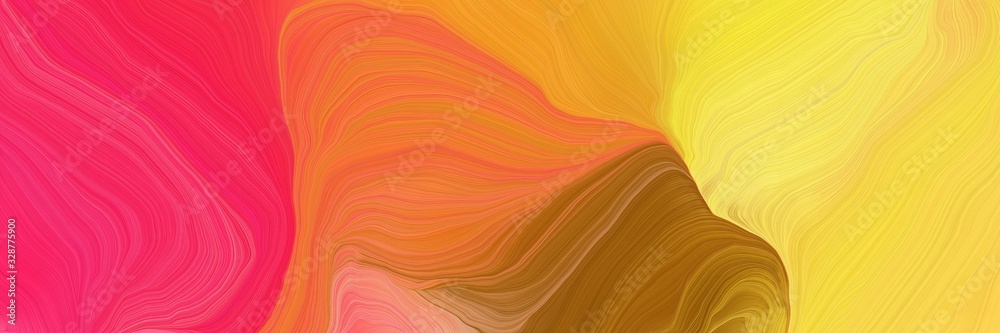 Fototapeta landscape orientation graphic with waves. smooth swirl waves background illustration with tomato, pastel orange and golden rod color