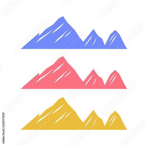 Various design mountains elements  on white   Colorful Design Mountains