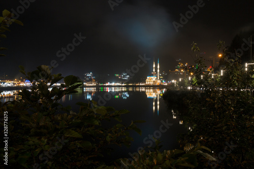Trabzon Uzungol night landscape nature park in turkey