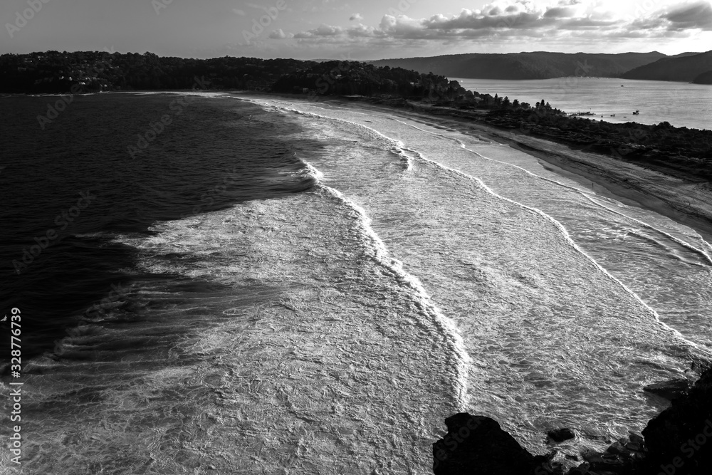Black and white photo of Palm Beach, Australia